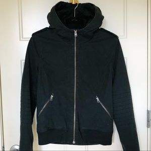 TNA Aritzia Black Canvas Zip Bomber Jacket Small